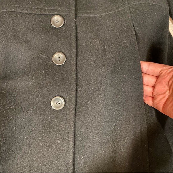 Albert Nipon Studio Women's Wool Long Coat Front Buttons Closure Pockets Black 6 - Picture 9 of 16